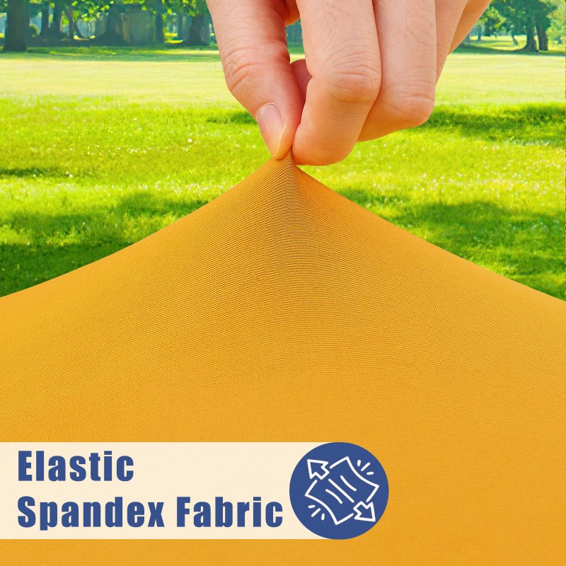 Moosfor Round Spandex Tablecloth, Elastic Fitted Waterproof Tablecloths for 45"-56" Tables, Stretch Washable Picnic Table Cover for Camping, Dining, Indoor and Outdoor, Mustard Yellow - Image 2