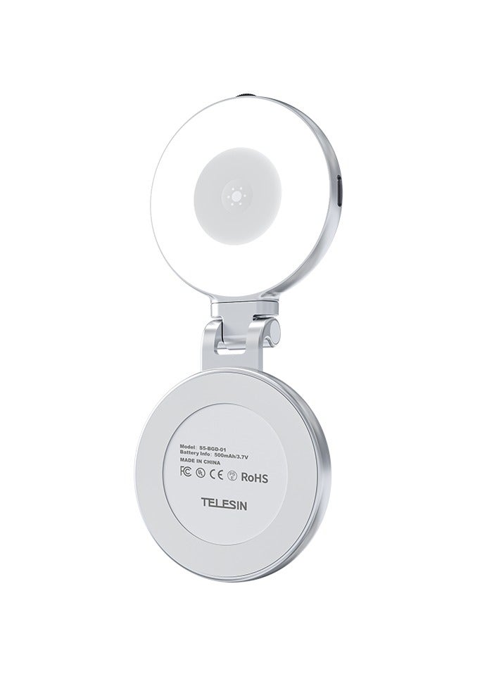 تيليسن TELESIN C03 حلقة إضاءة سيلفي مغناطيسية مع مرآة مكياج بإضاءة ناعمة، إضاءة LED قابلة للدوران 360°، 3 مستويات سطوع قابلة للتعديل، تثبيت مغناطيسي قوي وسريع، بطارية طويلة الأمد، حامل هاتف متعدد الاستخدامات – إضاءة دائرية محمولة قابلة للشحن للمكياج، التصوير، المكالمات المرئية والبث المباشر - Image 3