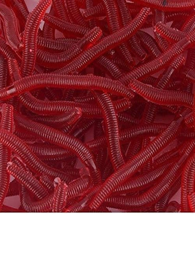 100Pcs Red Soft Earthworm Fishing Bait Worm Lures