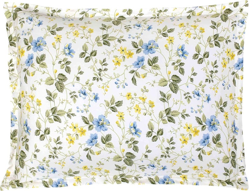 LAURA ASHLEY Home - King Duvet Cover Set, Cotton Sateen Reversible Bedding with Matching Shams, All Season Home Decor (Meadow Floral Blue, King) - Image 5