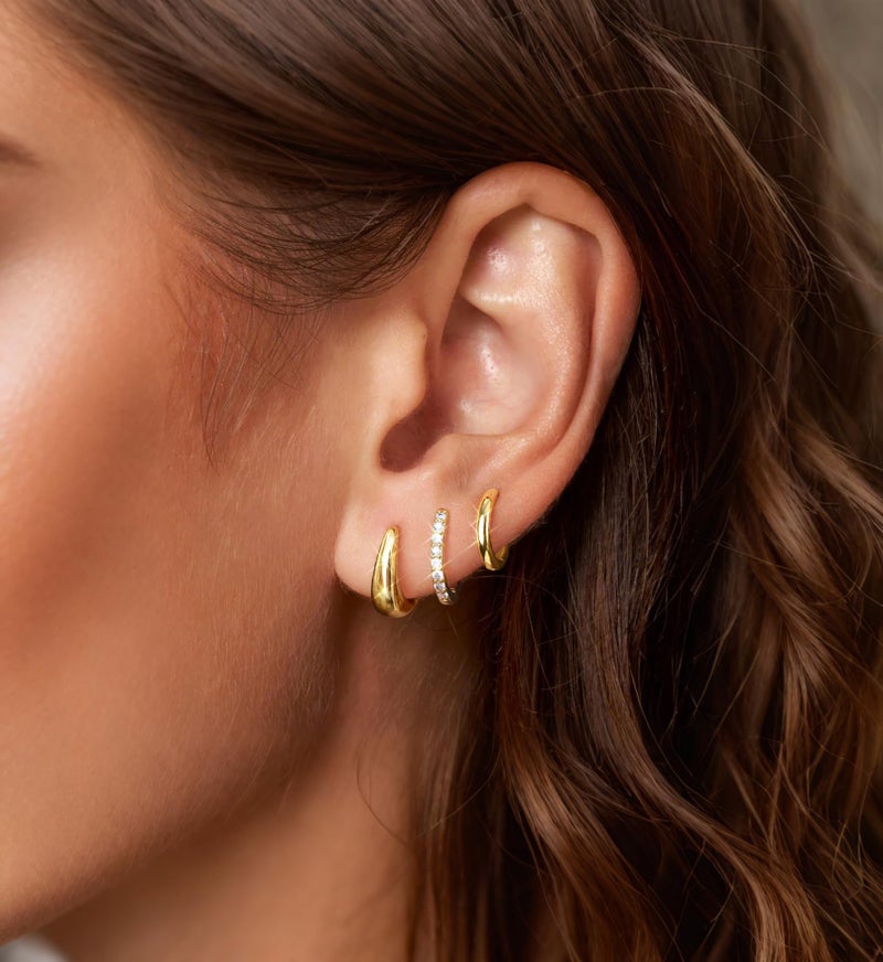 FUTIMELY Gold Huggie Hoop Earrings Set for Women Dainty Cute Stacks Hypoallergenic Jewelry for Multiple Piercings,Chunky Trendy Cartilage Birthday Jewelry Set Gifts (Gold) - Image 3