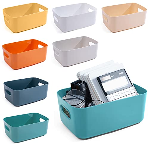 OWill 7-Pack 7.2 L Plastic Storage B-ins and Baskets for Efficient Home Classroom Organization - Small Containers in Multiple Colors for Kitchen, Cupboard Box, Bathroom Organizer on Shelves and Tubs - Image 1