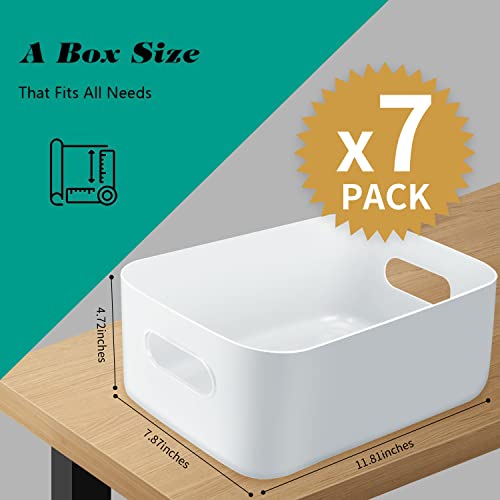 OWill 7-Pack 7.2 L Plastic Storage B-ins and Baskets for Efficient Home Classroom Organization - Small Containers in Multiple Colors for Kitchen, Cupboard Box, Bathroom Organizer on Shelves and Tubs - Image 2
