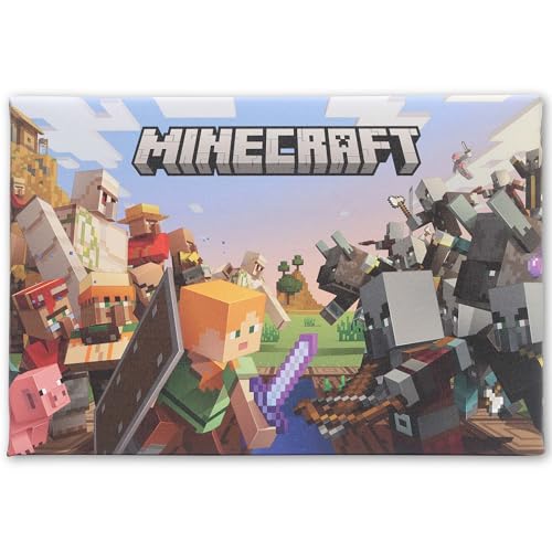 Open Road Brands Minecraft Battle Scene Gallery Wrapped Canvas Wall Decor Fun Minecraft Wall Art for Game Room or Bedroom - Image 1