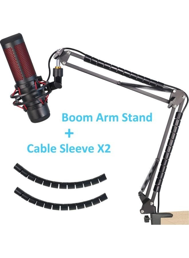Mic Boom Arm Stand With Windscreen with Cable Ties to Organize Cables  - Image 2