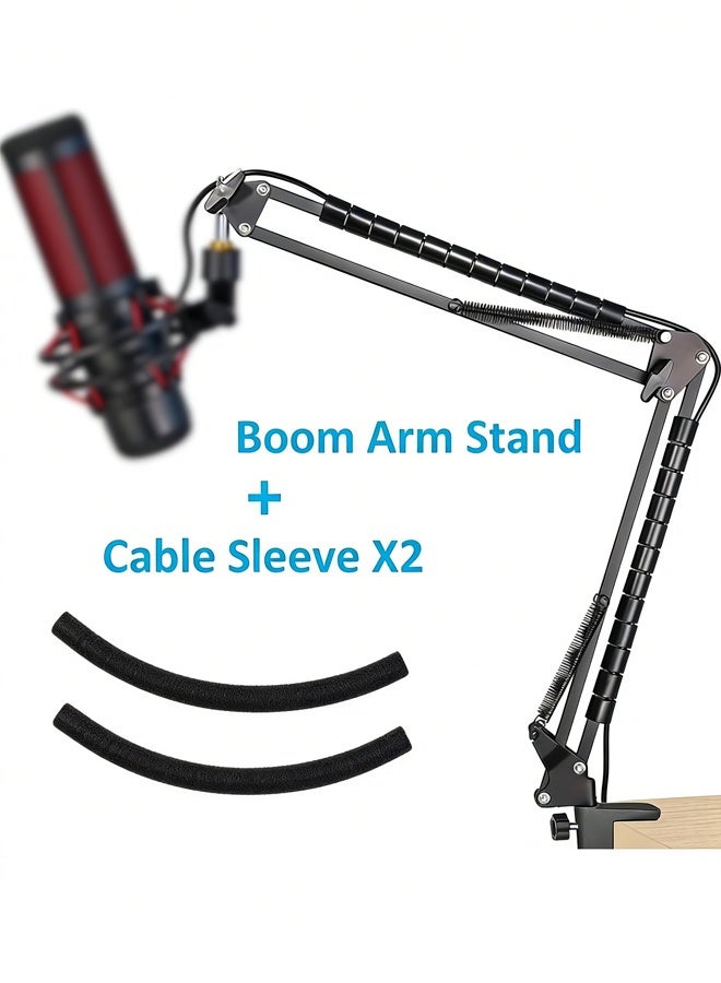 Adjustable Microphone Boom Arm Stand with Windscreen & Cable Ties, Suspension Mic Stand for Gaming Streaming Podcasting Home Studio ﻿ - Image 2