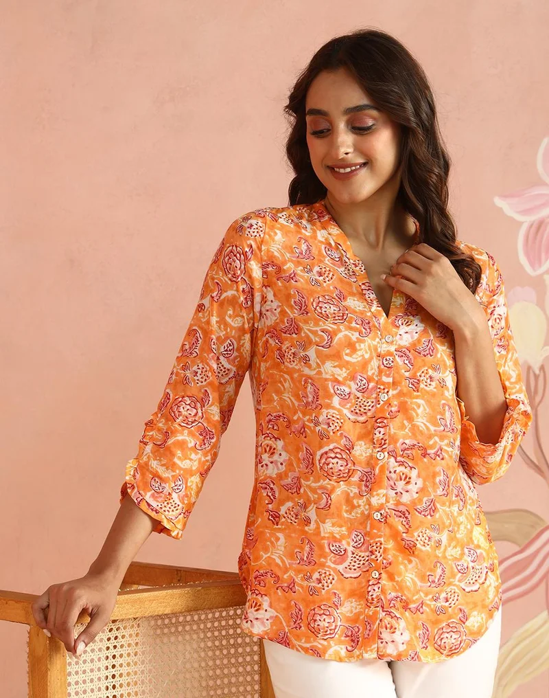 Peach Rayon Blend Shirt