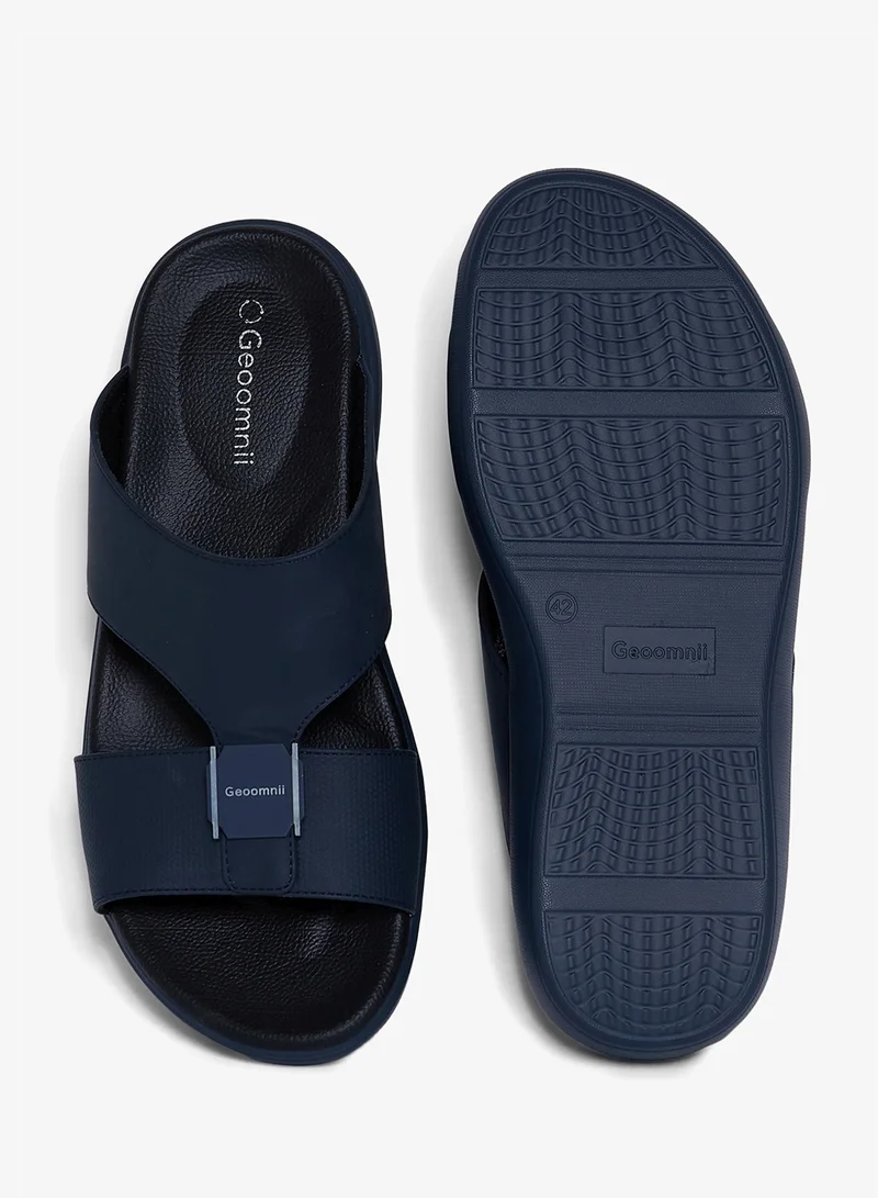Geoomnii BLUE Geoomnii Men’s Arabic Sandals – Comfortable Casual Leather Slide Sandals for Everyday Wear for Men | Best Price UAE