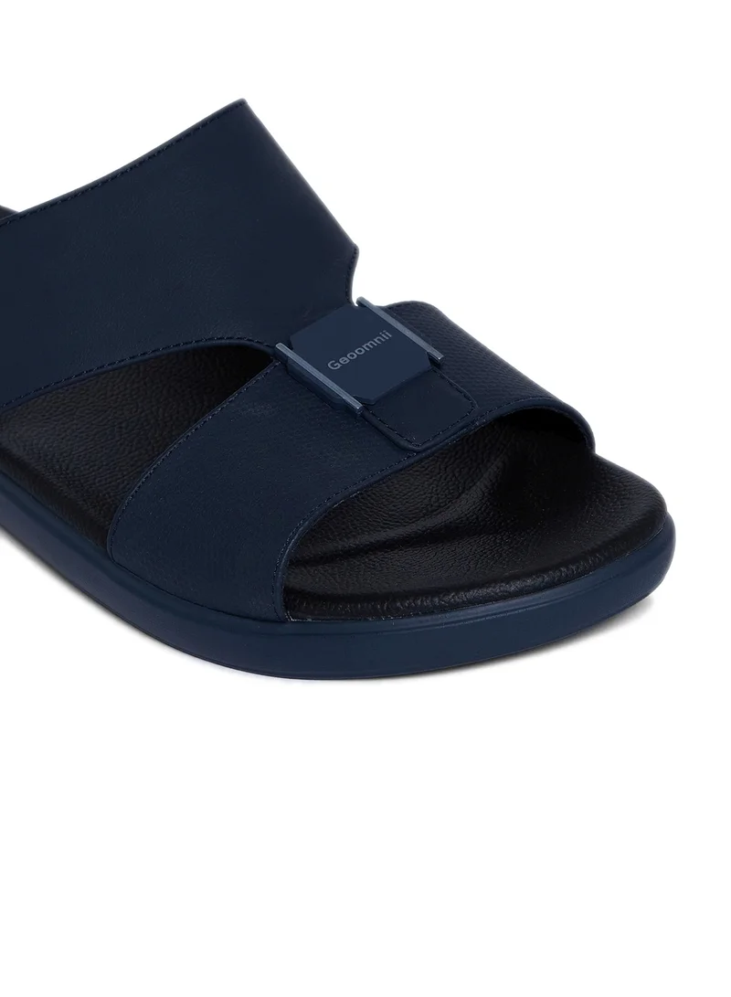 Geoomnii BLUE Geoomnii Men’s Arabic Sandals – Comfortable Casual Leather Slide Sandals for Everyday Wear for Men | Best Price UAE