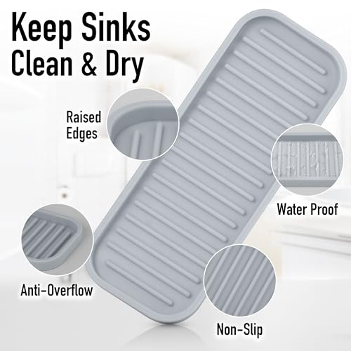 Zulay Kitchen (9x3.5) Silicone Sponge Holder for Kitchen Sink - Flexible Multipurpose Soap Tray - Sink Organizer for Kitchen, Bathroom, Makeup, Trinkets & More (Grey) - Image 4