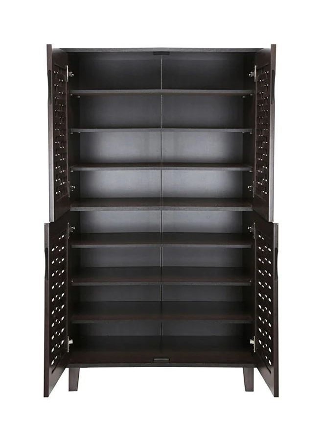 SILA - Weaved Design Four Door Shoe Cabinet, Dark Brown - 132 X 74 X 36 Cm - Image 1