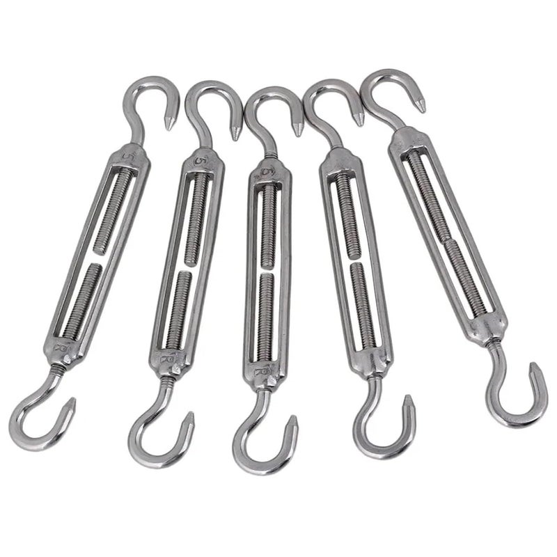 304 الفولاذ المقاوم للصدأ قابل للتعديل Turnbuckles هوك سلك حبل شدادات حجم M5 CC - Image 1