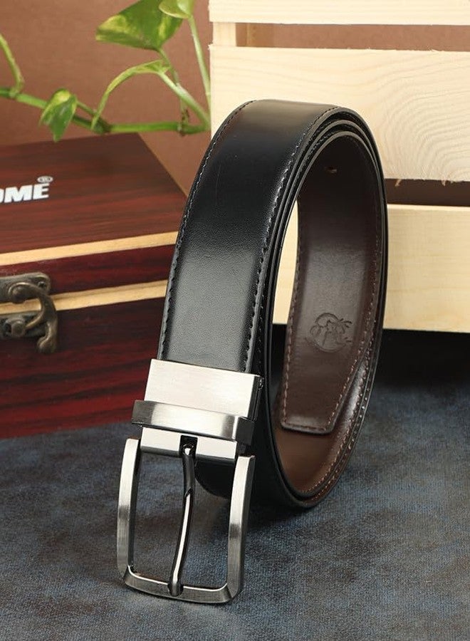 ZEVORA Leather Formal/Casual Reversible Belt For Men/Boys (Color-Black/Brown) - Image 2