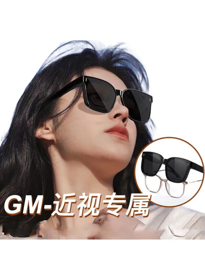 Bai Xiaoshe White Luxury Sunglasses Clip-On For Nearsighted Glasses, Black Frame With Vertical Studs, Sunglasses For Men And Women, Driving Uv Protection Polarized Sunglasses - Image 2