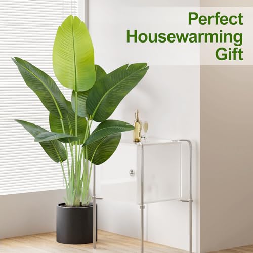 Keeplush Lifelike Bird of Paradise Artificial Plant 4ft Faux Banana Leaf Tree with 9 Trunks for Home Decor Perfect Indoor Silk Floor Plant for Living Room Office and Bedroom Ambiance Enhancement - Image 3