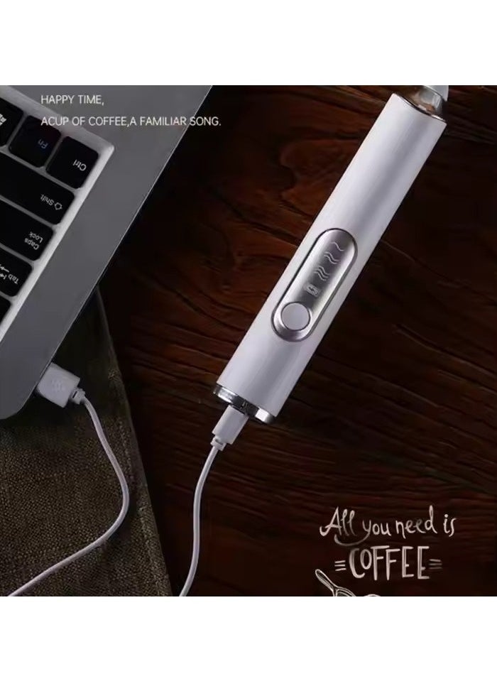 VIO Milk Handheld Frother USB Rechargeable Electric 3 Speed Mini Milk Foamer Drink Mixer Foam Maker Beater with 2 Whisks for Coffee Frappe Latte Matcha Cappuccino Hot Chocolate White  - Image 3
