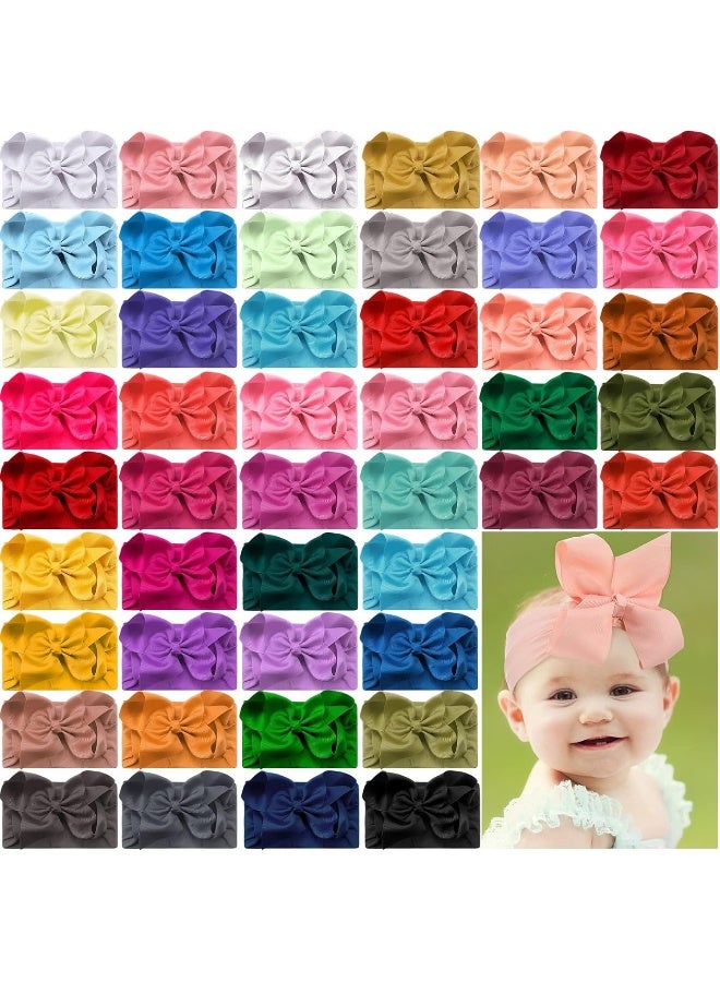 Hoteam Hoteam 50 Pcs Baby Girls Large Bows Headbands 6.3 Inch Soft Wide Turban Baby Headbands Elastic Nylon Hairbands Hair Accessories for Infants Newborns Infants Toddlers Kids  - Image 1