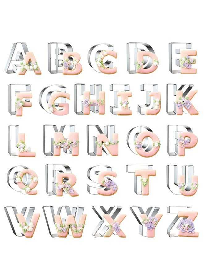 Zade Alphabet Letter Cookie Cutters,26 Pcs Stainless Steel Fondant Letter Cutters for Sandwich Sugarcraft - Image 1