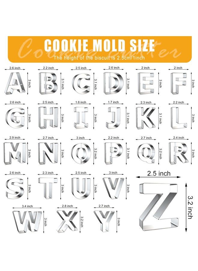 Zade Alphabet Letter Cookie Cutters,26 Pcs Stainless Steel Fondant Letter Cutters for Sandwich Sugarcraft - Image 2