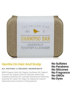 The Yellow Bird The Yellow Bird Solid Bar Shampoo Soap. Grapefruit, Rosemary, and Lavender. Mild Natural and Organic Ingredients. Sulfate Free. Gentle Scalp + Hair Care  - Image 4
