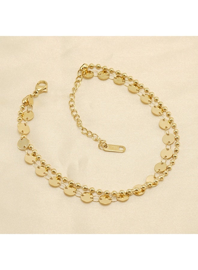 AMETOER Fashionable 18K Gold Plated Stainless Steel Stacked Anklet for Women – Versatile Round Spliced Accessory - Image 4