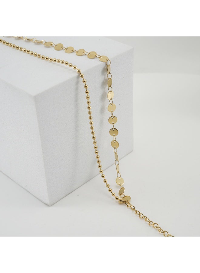 AMETOER Fashionable 18K Gold Plated Stainless Steel Stacked Anklet for Women – Versatile Round Spliced Accessory - Image 3