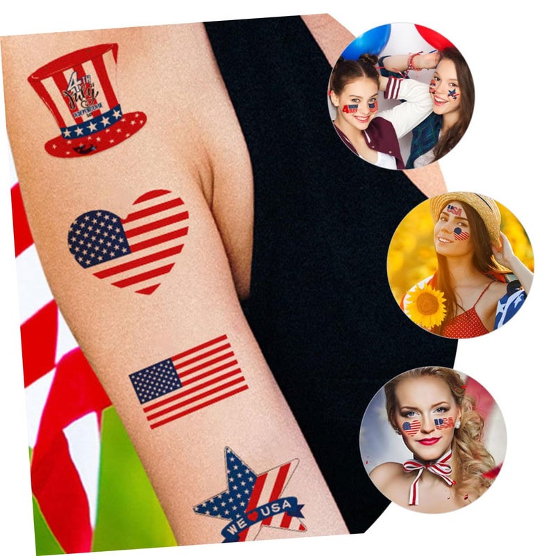 Independence Day Face Tattoos Sticker Set 10pcs Waterproof Patriotic American Flag Temporary Body Decals for Women Usa Party Favors Style - Image 4