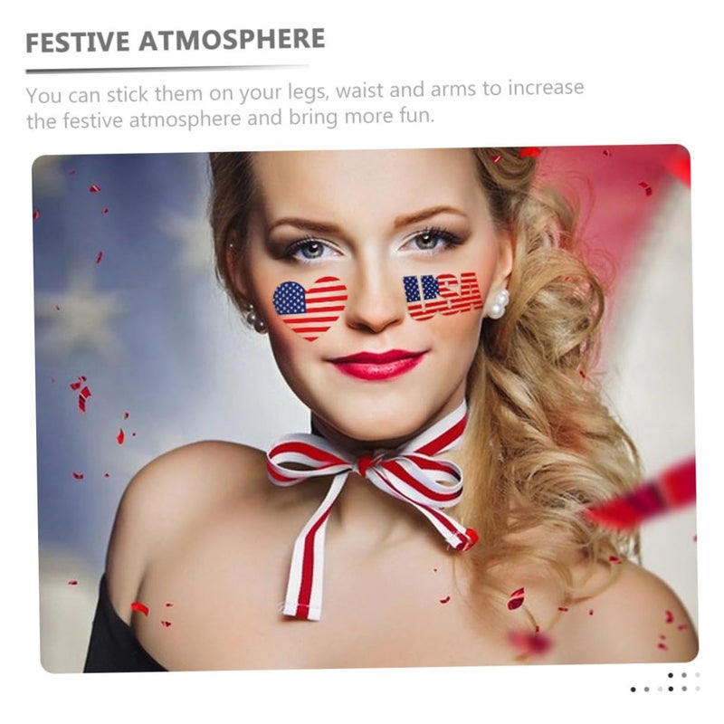 Independence Day Face Tattoos Sticker Set 10pcs Waterproof Patriotic American Flag Temporary Body Decals for Women Usa Party Favors Style - Image 3
