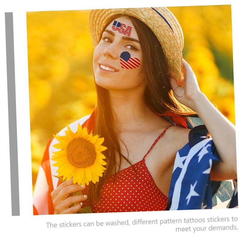 Independence Day Face Tattoos Sticker Set 10pcs Waterproof Patriotic American Flag Temporary Body Decals for Women Usa Party Favors Style - Image 5