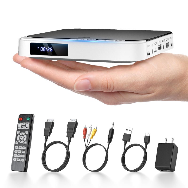 Desobry HDMI DVD Players for TV DESOBRY 1080P HD Mini Small DVD Player with All Region Free Compact DVD Player for Smart TV Support AV Output USBTF Card Input Remote ControlPALNTSC - Image 2