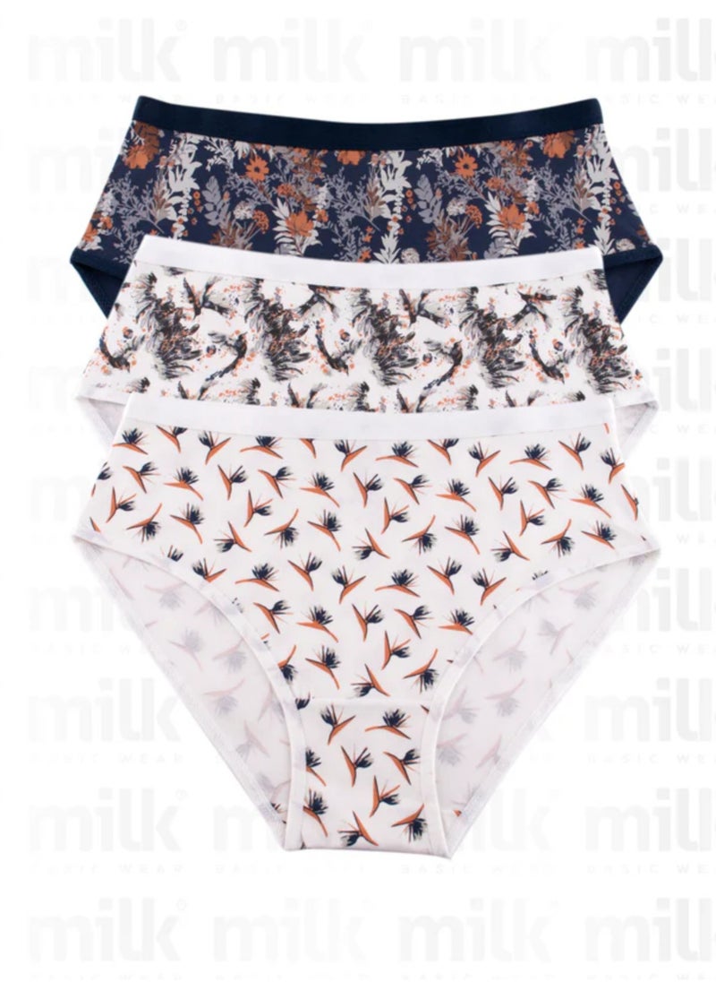 Milk - Pack of 3 Printed Cotton Brief Panties Underwear for Women - Image 1