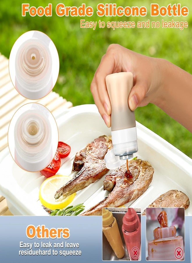 Seropy 4Pcs Condiment Squeeze Bottles for Sauces, Leakproof Salad Dressing Container to Go, Small Silicone Squeeze Bottles with Brush, Condiment Containers Dispenser for Ketchup Hot Sauce Lunch Travel, 2 Oz - Image 4