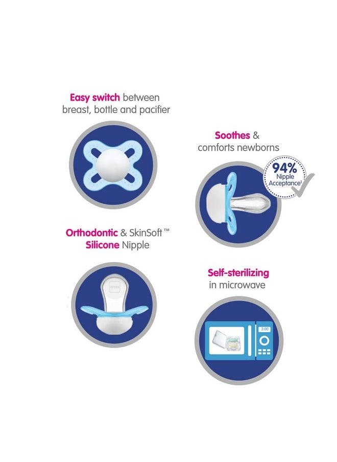 MAM Original Start Matte Newborn Baby Pacifier Best Pacifier For Breastfed Babies Sterilizer Case Boy 03 (Pack Of 2)  - Image 2