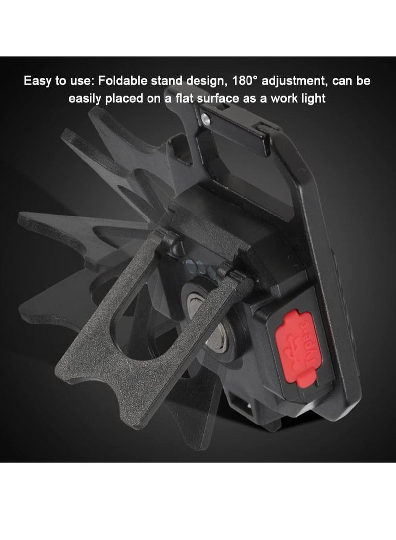 ELTRAZONE Mini COB Flashlight Portable Camping Light Rechargeable Keychain Light Emergency Light with 7 Light Modes Folding Bracket Bottle Opener Magnet Base  - Image 5