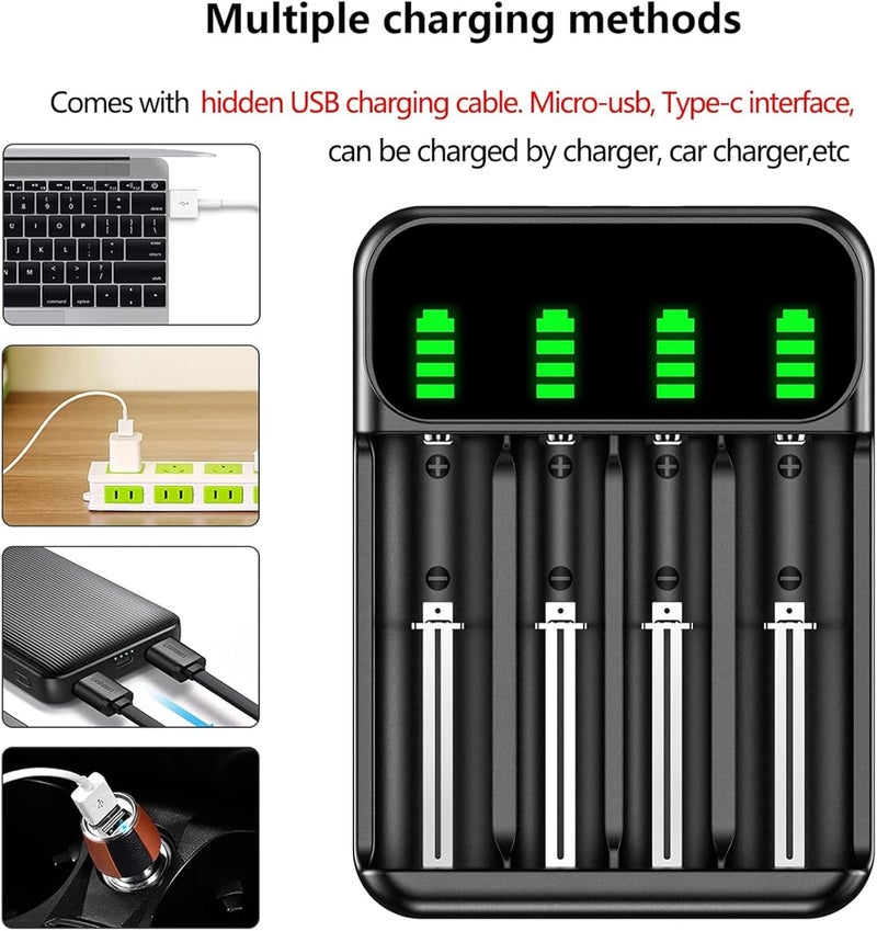 LINJIE Battery Charger, Universal battery charger,4 Slots Battery Charger,USB charging available，Suitable for AA and AAA rechargeable batteries, intelligent detection technology - Image 4