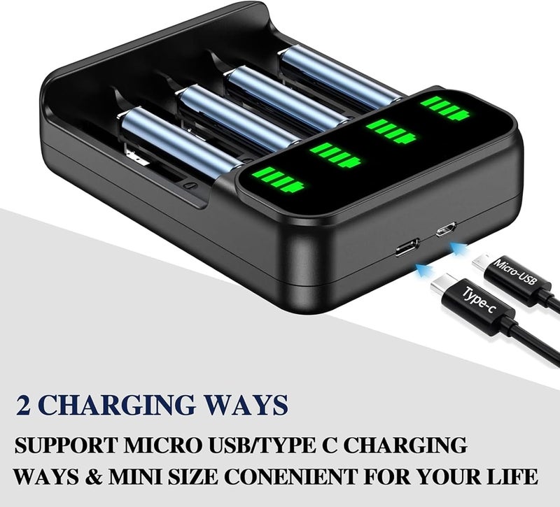 LINJIE Battery Charger, Universal battery charger,4 Slots Battery Charger,USB charging available，Suitable for AA and AAA rechargeable batteries, intelligent detection technology - Image 5