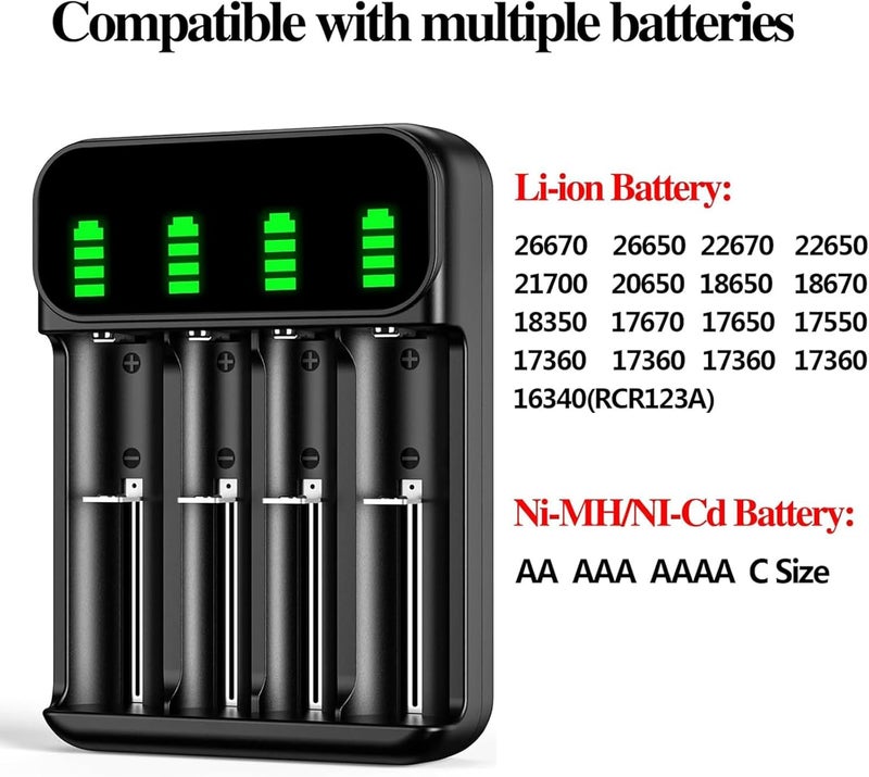 LINJIE Battery Charger, Universal battery charger,4 Slots Battery Charger,USB charging available，Suitable for AA and AAA rechargeable batteries, intelligent detection technology - Image 2