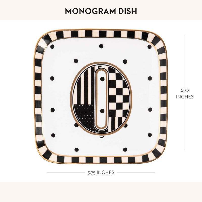 mackenzie childs MACKENZIECHILDS Monogram Dish Decorative Ceramic Letter Plate 5 34 Square O - Image 4