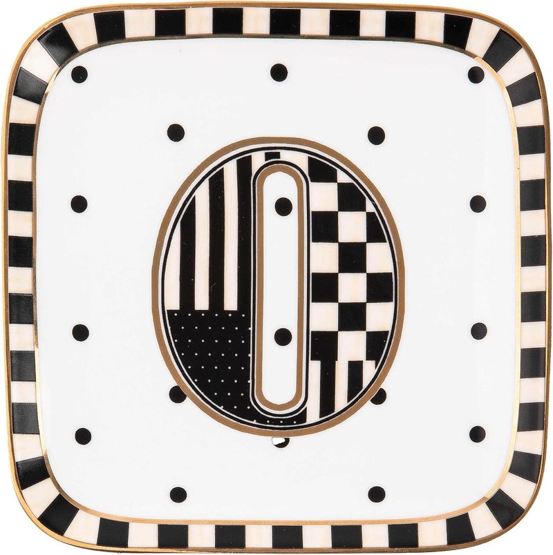 mackenzie childs MACKENZIECHILDS Monogram Dish Decorative Ceramic Letter Plate 5 34 Square O - Image 1