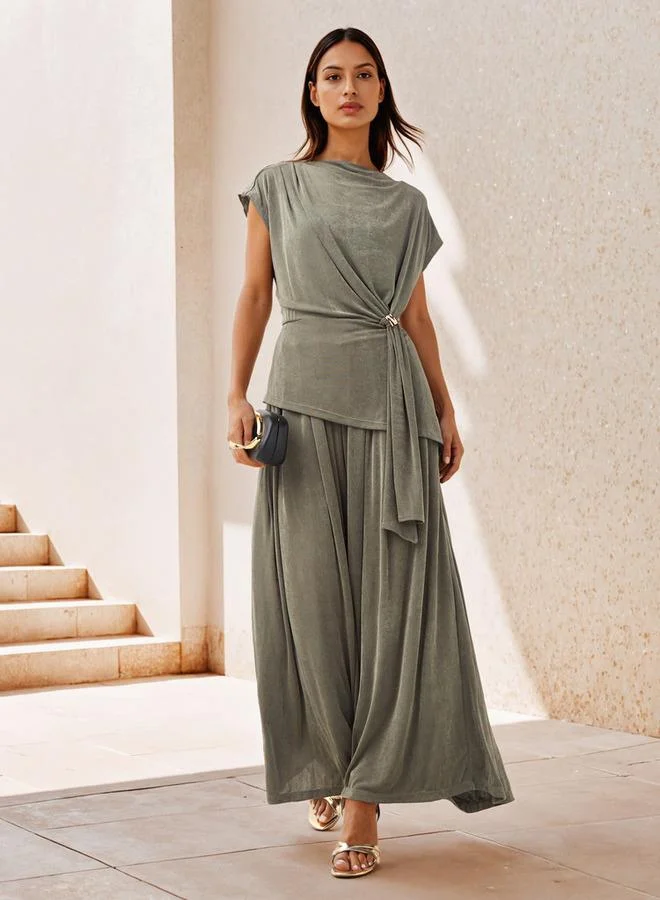 Iconic Iconic Draped Top with Clasp Accent