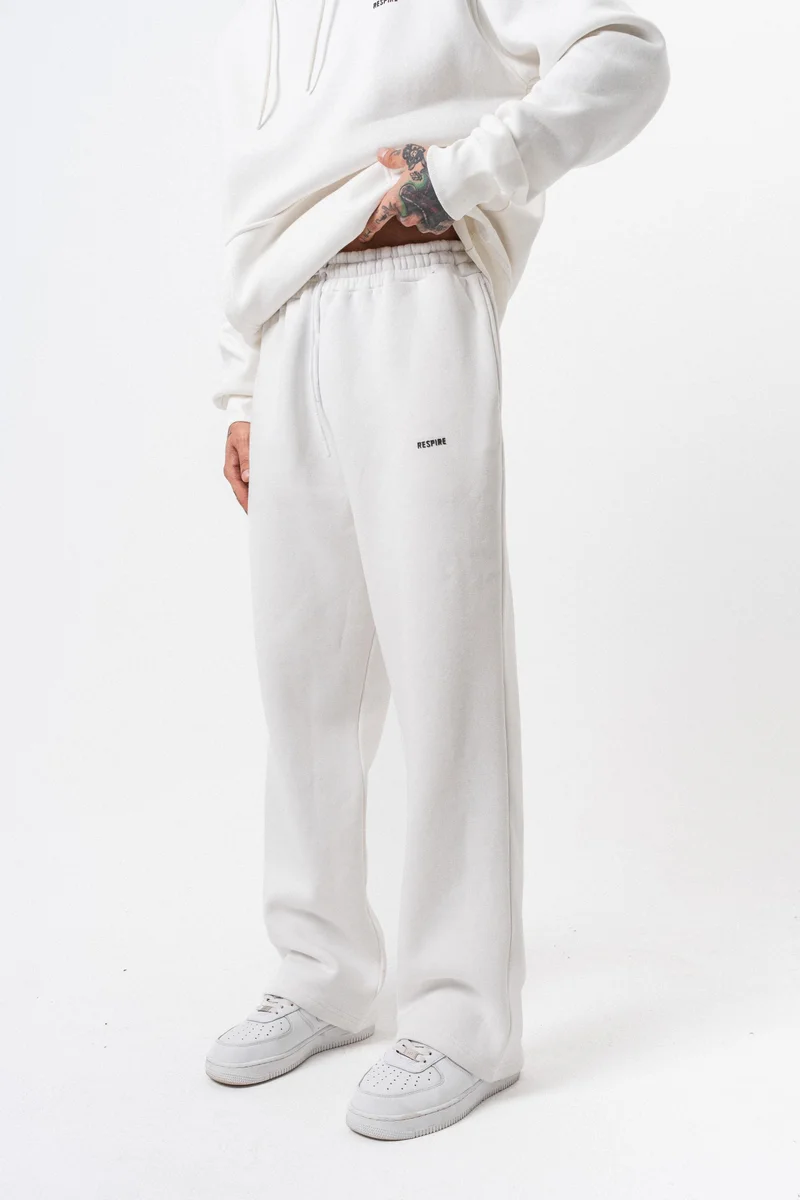 RESPIRE Men's Respire Letter Detail Basic Baggy Sweatpants Ecru