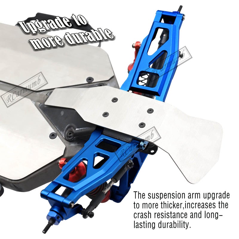 Rcarmumb Alloy Front Rear Suspension Arm & Steering Blocks Caster Blocks C-Hubs Stub Axle Carriers Upgrades Part for 1/10 Slash 4x4 VXL,Stampede 4X4 VXL,Rustler 4X4 VXL,Hoss 4X4 VXL,Navy Blue - Image 3