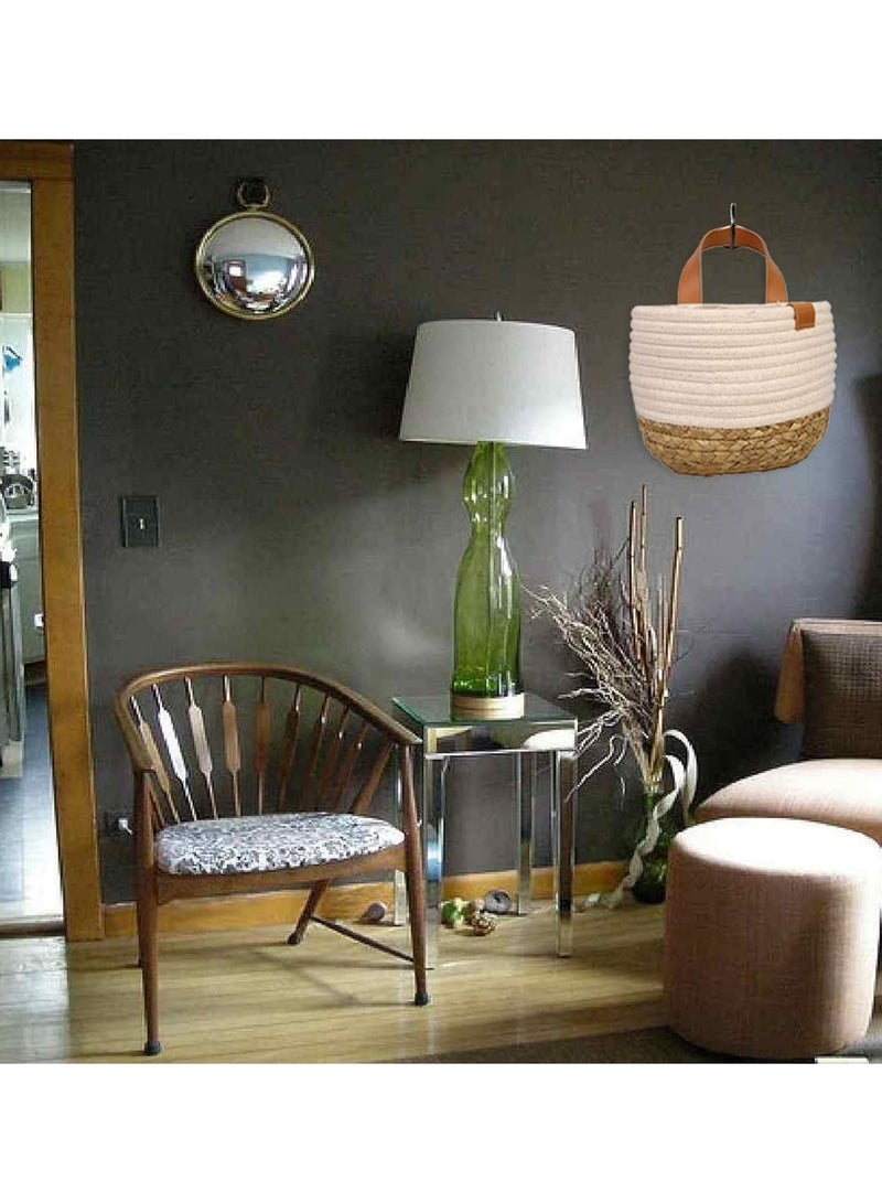 GGOOT 2 Pack Wall Hanging Cotton Storage Baskets, Small Hanging Basket Rope Plant Basket Hanging Woven Wall Basket for Keys Wallet Plants Towels Toys (7.8 x 6.3 inch)  - Image 5