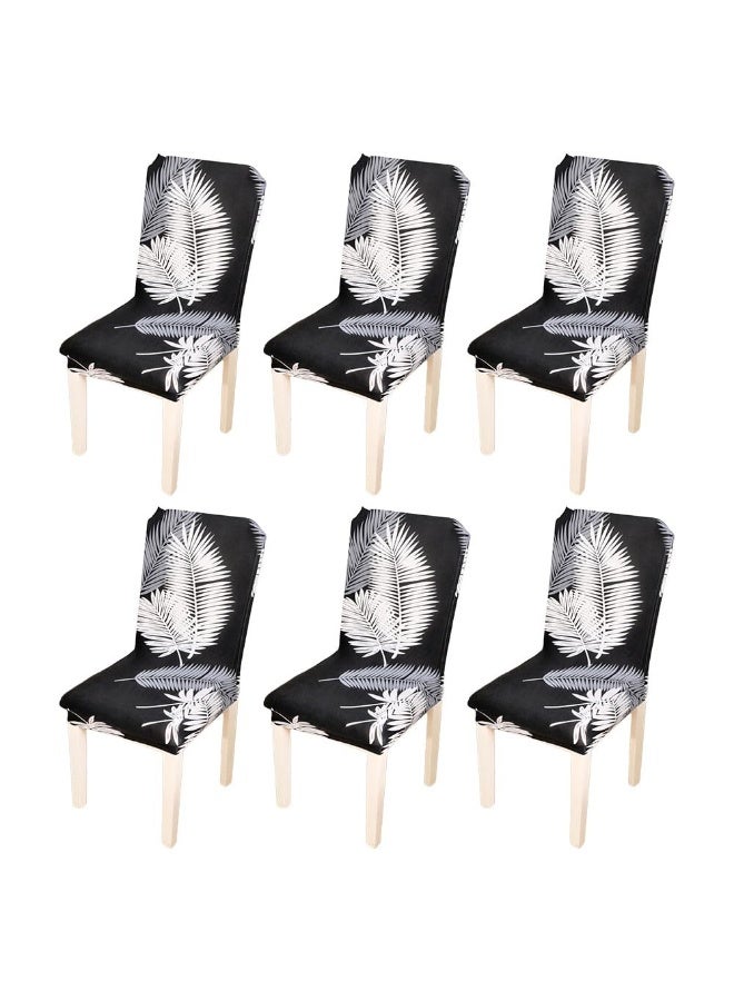 جيه زد اس مجموعة من 6 أغطية كراسي غرفة الطعام من JZS، أغطية كراسي مرنة من حرير الحليب، أغطية كراسي مطبوعة قابلة للإزالة والغسل وغطاء واقي لكراسي الطعام في المطبخ للمنزل، 6 قطع، إبر سوداء - Image 1