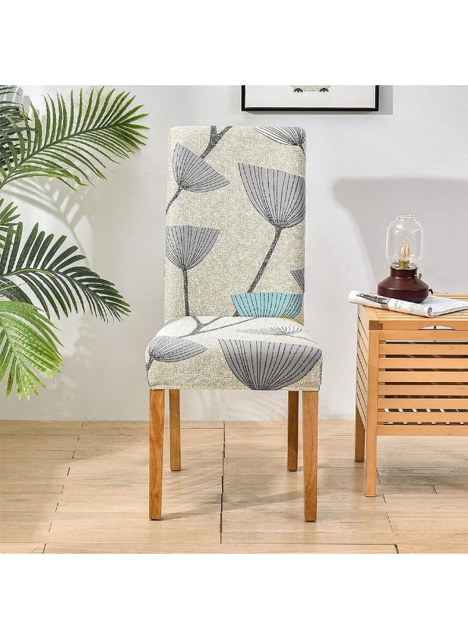 جيه زد اس مجموعة من 6 أغطية كراسي غرفة الطعام من JZS، أغطية كراسي مرنة من حرير الحليب، أغطية كراسي مطبوعة قابلة للإزالة والغسل وغطاء واقي لكراسي الطعام في المطبخ للمنزل، 6 قطع، إبر سوداء - Image 5