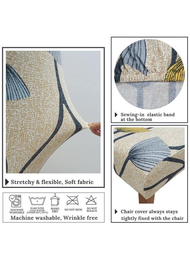 جيه زد اس مجموعة من 6 أغطية كراسي غرفة الطعام من JZS، أغطية كراسي مرنة من حرير الحليب، أغطية كراسي مطبوعة قابلة للإزالة والغسل وغطاء واقي لكراسي الطعام في المطبخ للمنزل، 6 قطع، إبر سوداء - Image 4