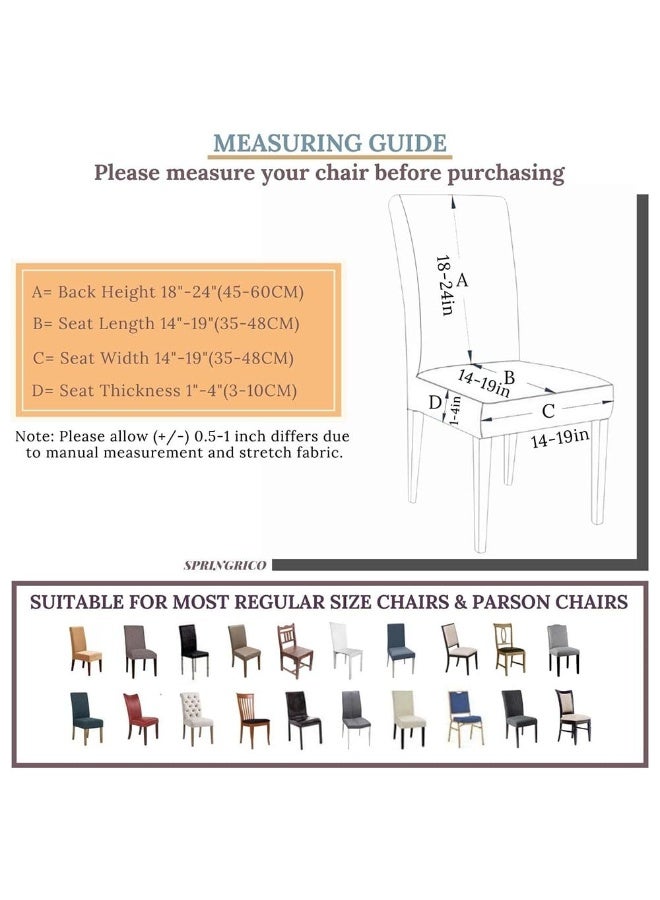 جيه زد اس مجموعة من 6 أغطية كراسي غرفة الطعام من JZS، أغطية كراسي مرنة من حرير الحليب، أغطية كراسي مطبوعة قابلة للإزالة والغسل وغطاء واقي لكراسي الطعام في المطبخ للمنزل، 6 قطع، إبر سوداء - Image 2