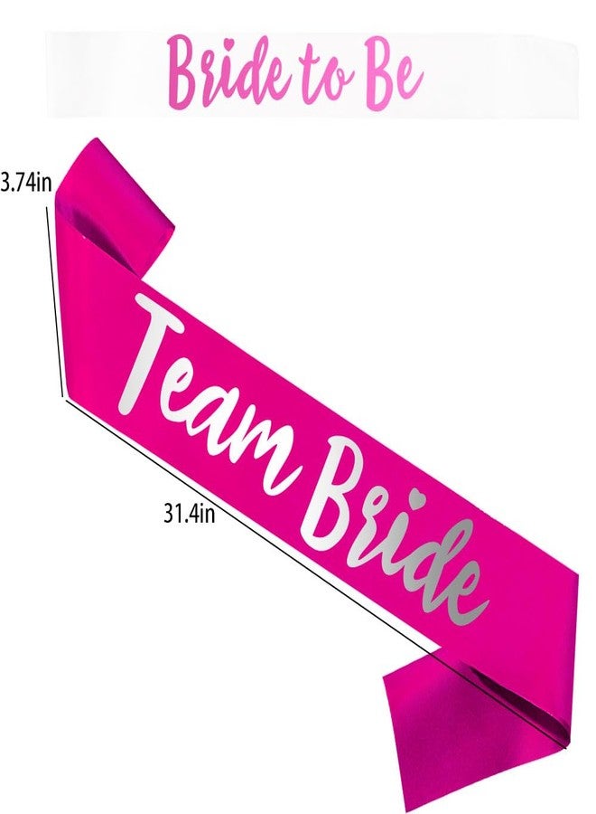 طقم وشاح ساتان من 7 قطع من GDTO8820 Team Bride - هدايا حفلات أنيقة وممتعة لحفلات توديع العزوبية وحفلات الزفاف (طقم من 7 قطع، أبيض ووردي) - Image 3