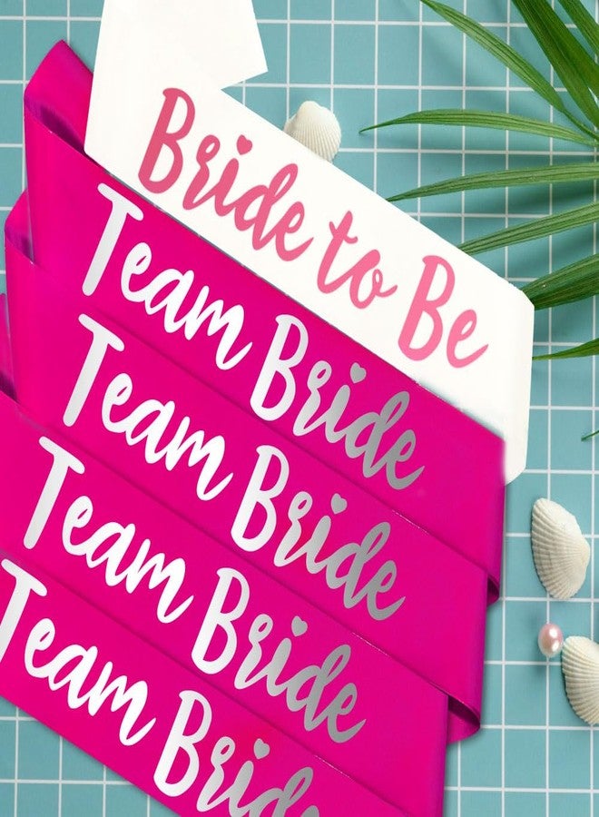 طقم وشاح ساتان من 7 قطع من GDTO8820 Team Bride - هدايا حفلات أنيقة وممتعة لحفلات توديع العزوبية وحفلات الزفاف (طقم من 7 قطع، أبيض ووردي) - Image 4