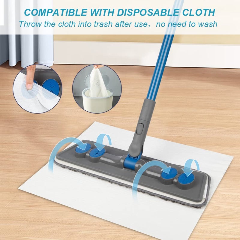 FORSPEEDER Microfibre Floor Mop for Cleaning Floors - FORSPEEDER Flat Floor Mop for Laminate Wooden Hard Floor Vinyl Tile, Dust Wet Dry Mop for Kitchen Bathroom Wall Cleaning with 3 Washable Chenille Pads - Image 3